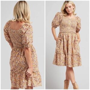 DownEast Floral Mini Dress - Pink and Yellow